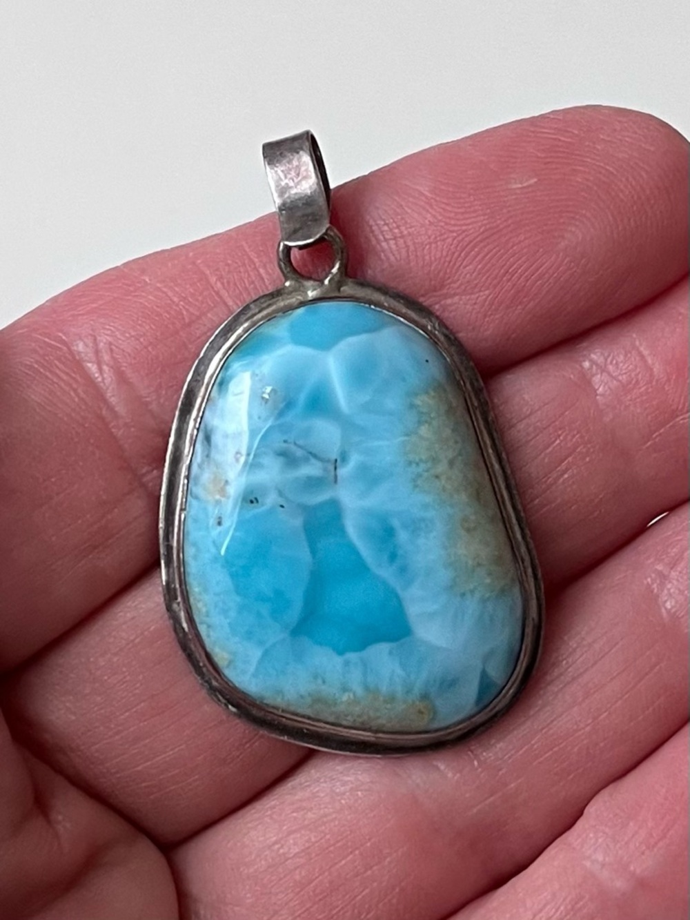 *JUST SOLD*Caribbean Blue Larimar and Sterling Silver Pendant
